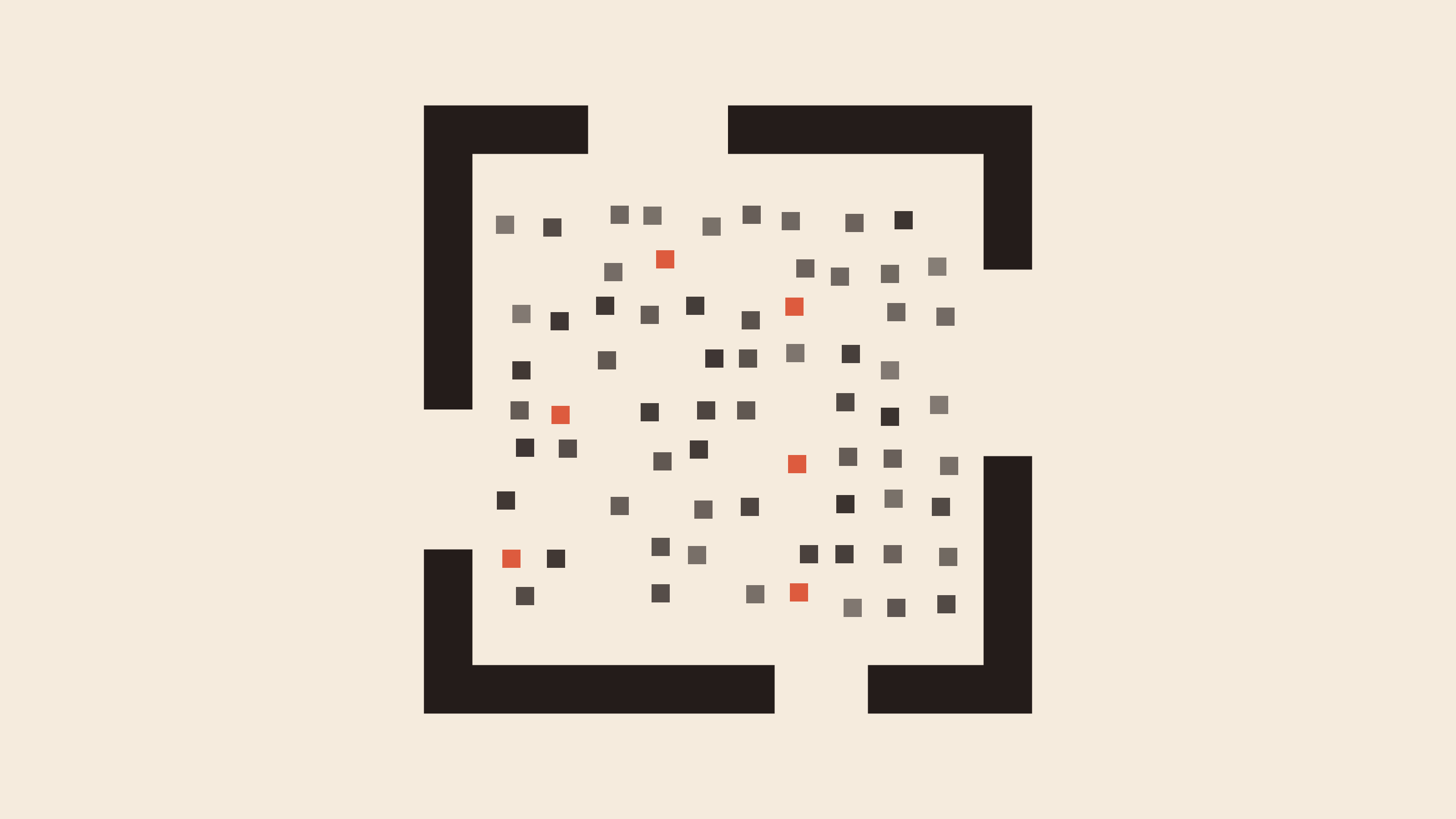 A stylised plan of a square: a round garden where the streets meet