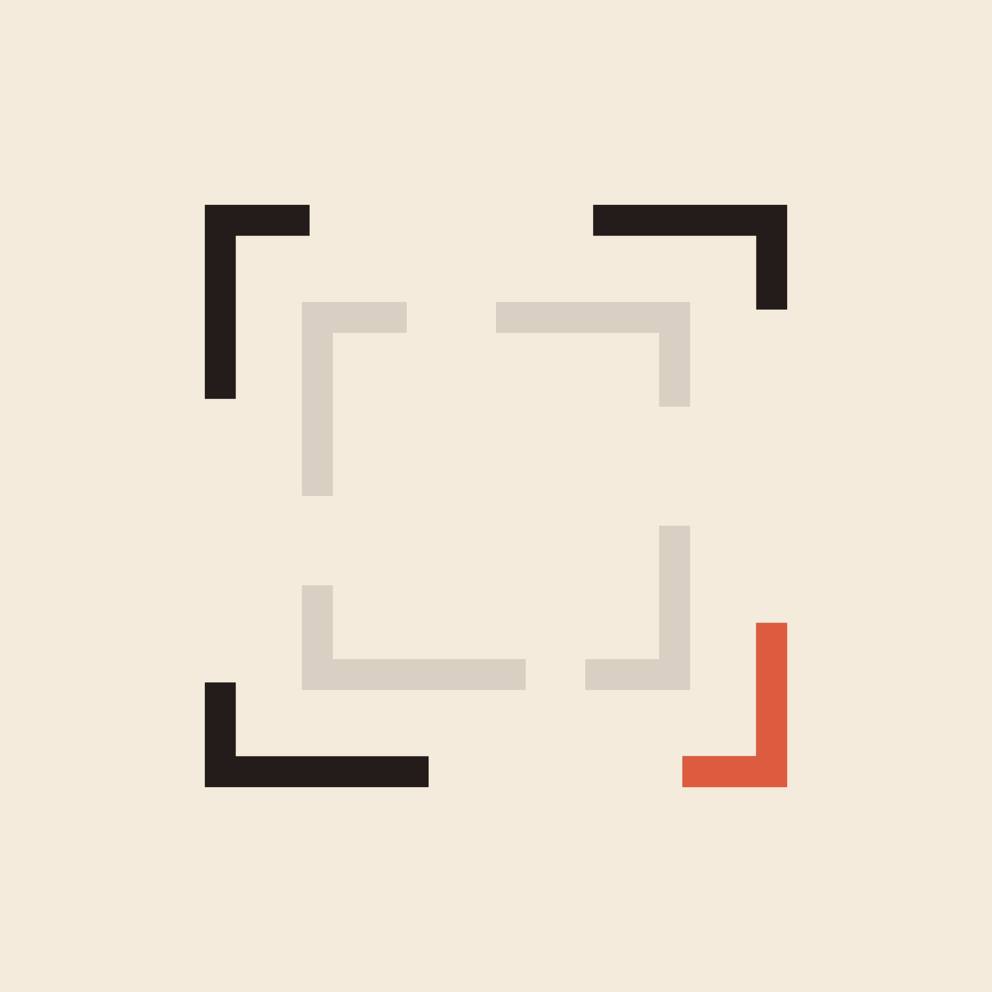 The foundation mark, taken apart into its four pieces